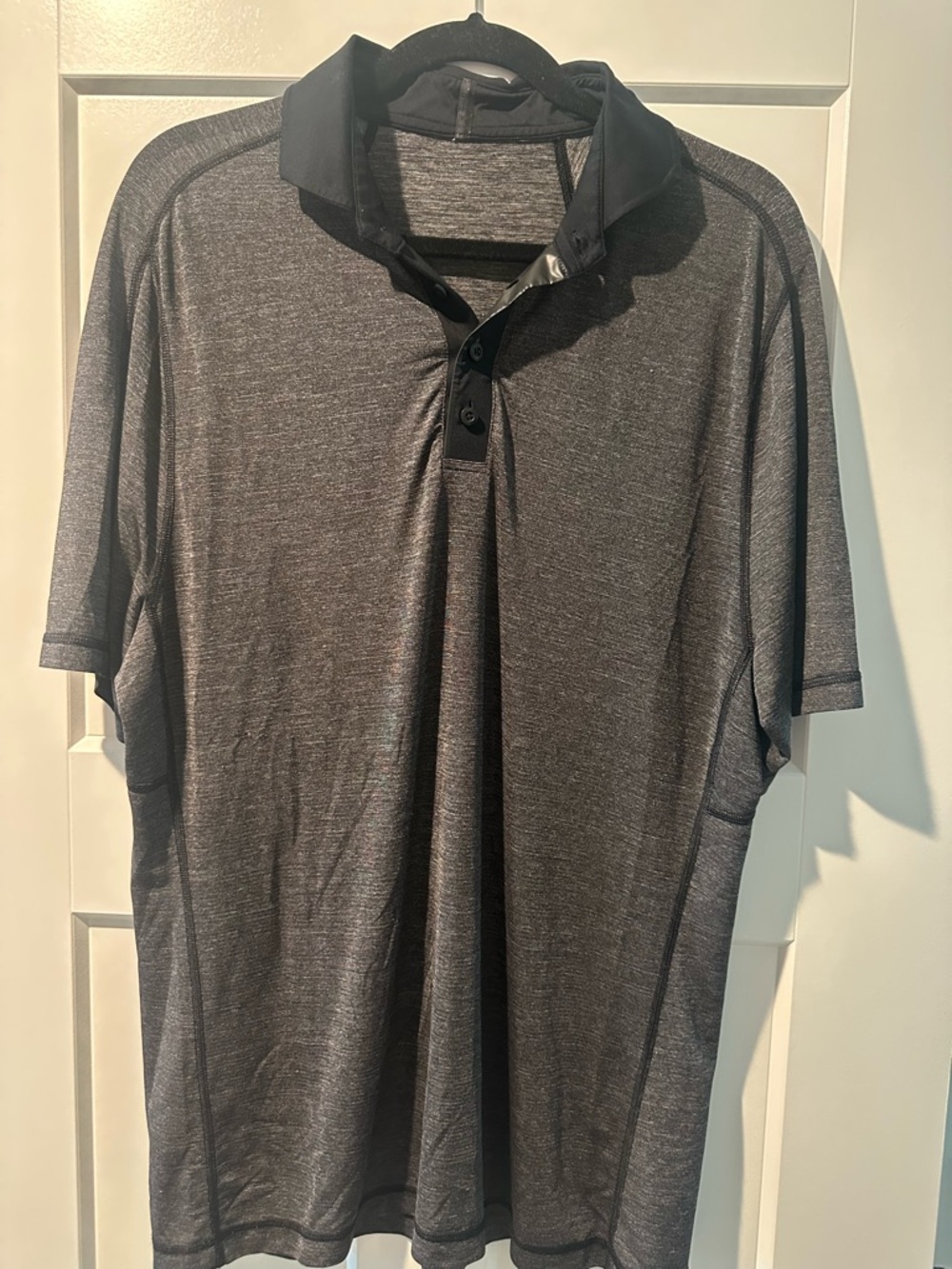 lululemon athletica Men's Charcoal Heather Polo with Black Collar